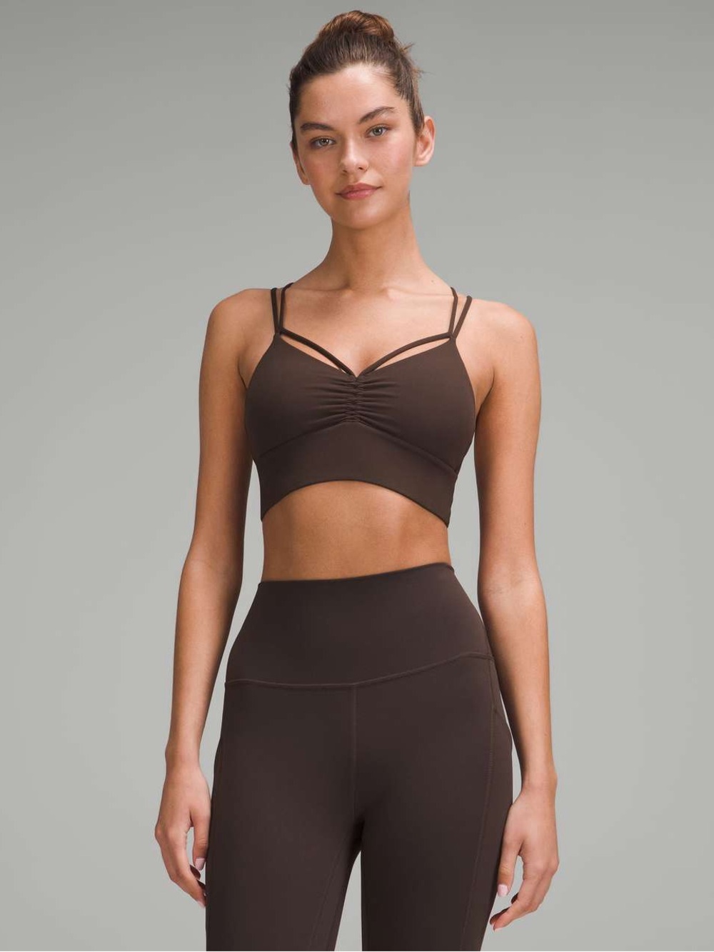 Lululemon Nulu Strappy V-Neck Longline Bra Espresso Size 6